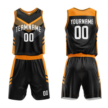 Custom Basketball Jersey Uniform Suit Printed Your Logo Name Number Black-Orange