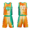 Custom Basketball Jersey Uniform Suit Printed Your Logo Name Number Rainbow-Orange-Green