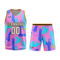 Custom Pink Blue Basketball Jersey Uniform Suit Printed Your Logo Name Number