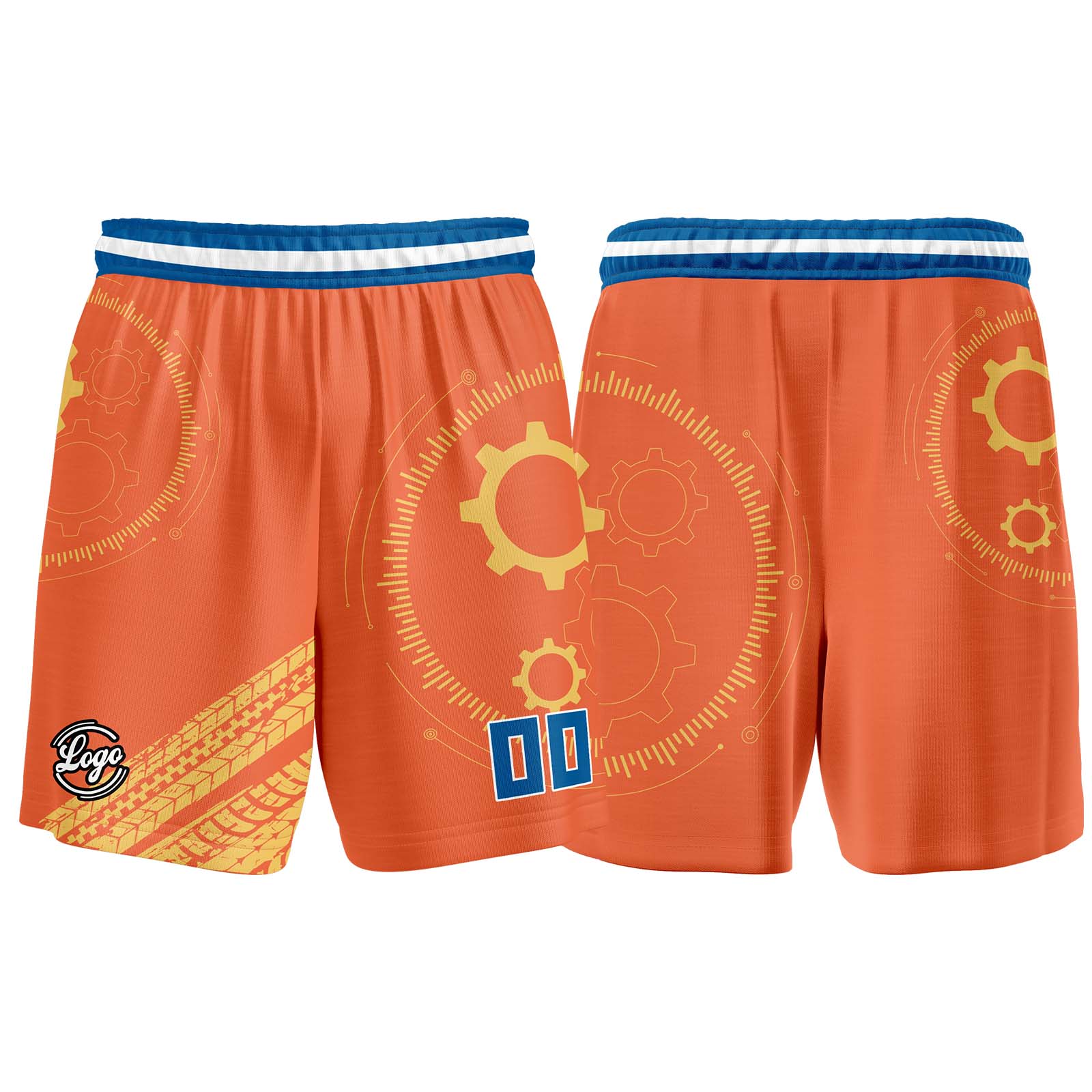 Custom Orange Blue Basketball Jersey Uniform Suit Printed Your Logo Name Number