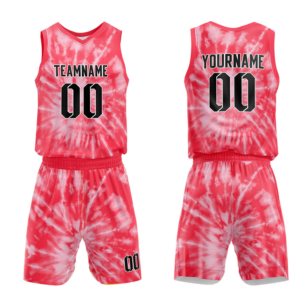 Custom Basketball Jersey Uniform Suit Printed Your Logo Name Number tie-dyed-Red