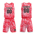 Custom Basketball Jersey Uniform Suit Printed Your Logo Name Number tie-dyed-Red