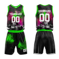 Custom Basketball Jersey Uniform Suit Printed Your Logo Name Number Splash-Rose-Neon Green