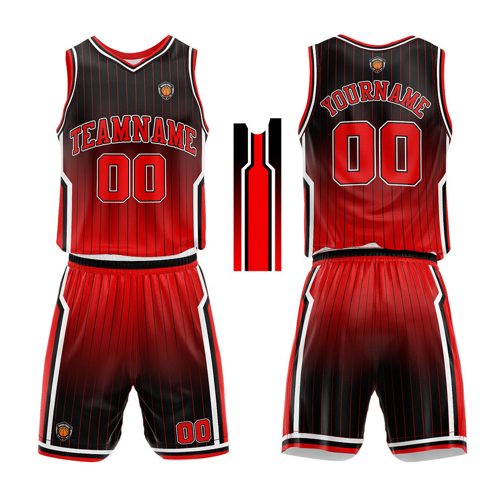 Custom Basketball Jersey Uniform Suit Printed Your Logo Name Number Black-Red