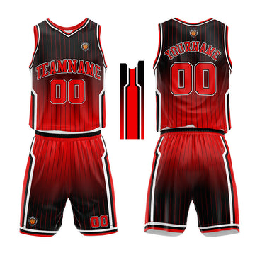 Custom Basketball Jersey Uniform Suit Printed Your Logo Name Number Black-Red