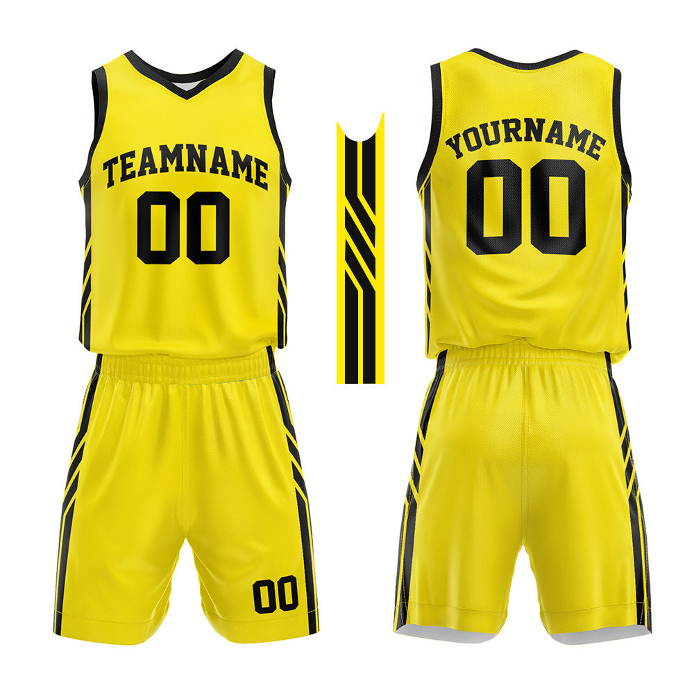 Custom Basketball Jersey Uniform Suit Printed Your Logo Name Number Yellow-Black