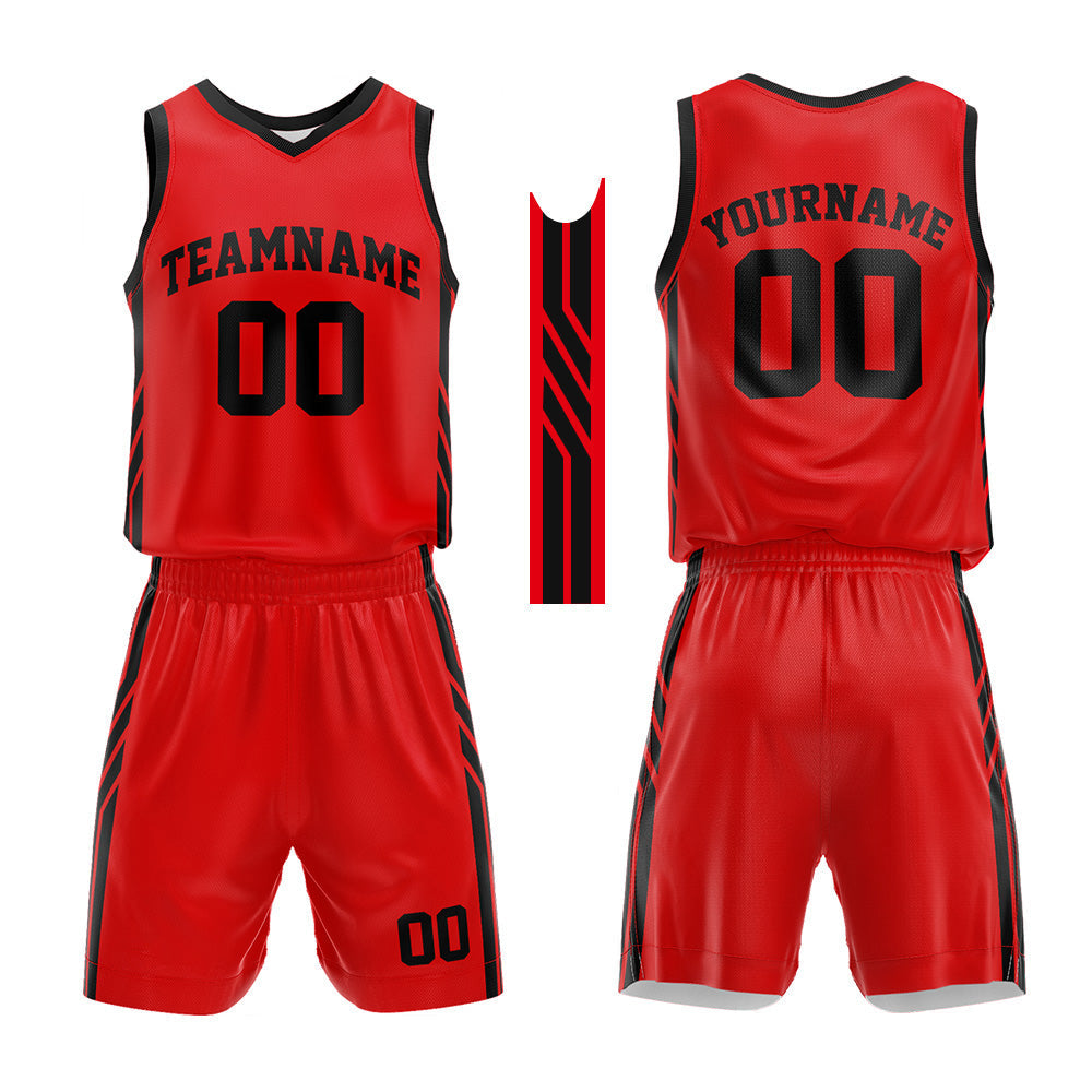 Custom Basketball Jersey Uniform Suit Printed Your Logo Name Number Red-Black