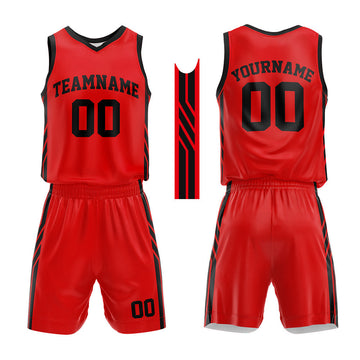 Custom Basketball Jersey Uniform Suit Printed Your Logo Name Number Red-Black