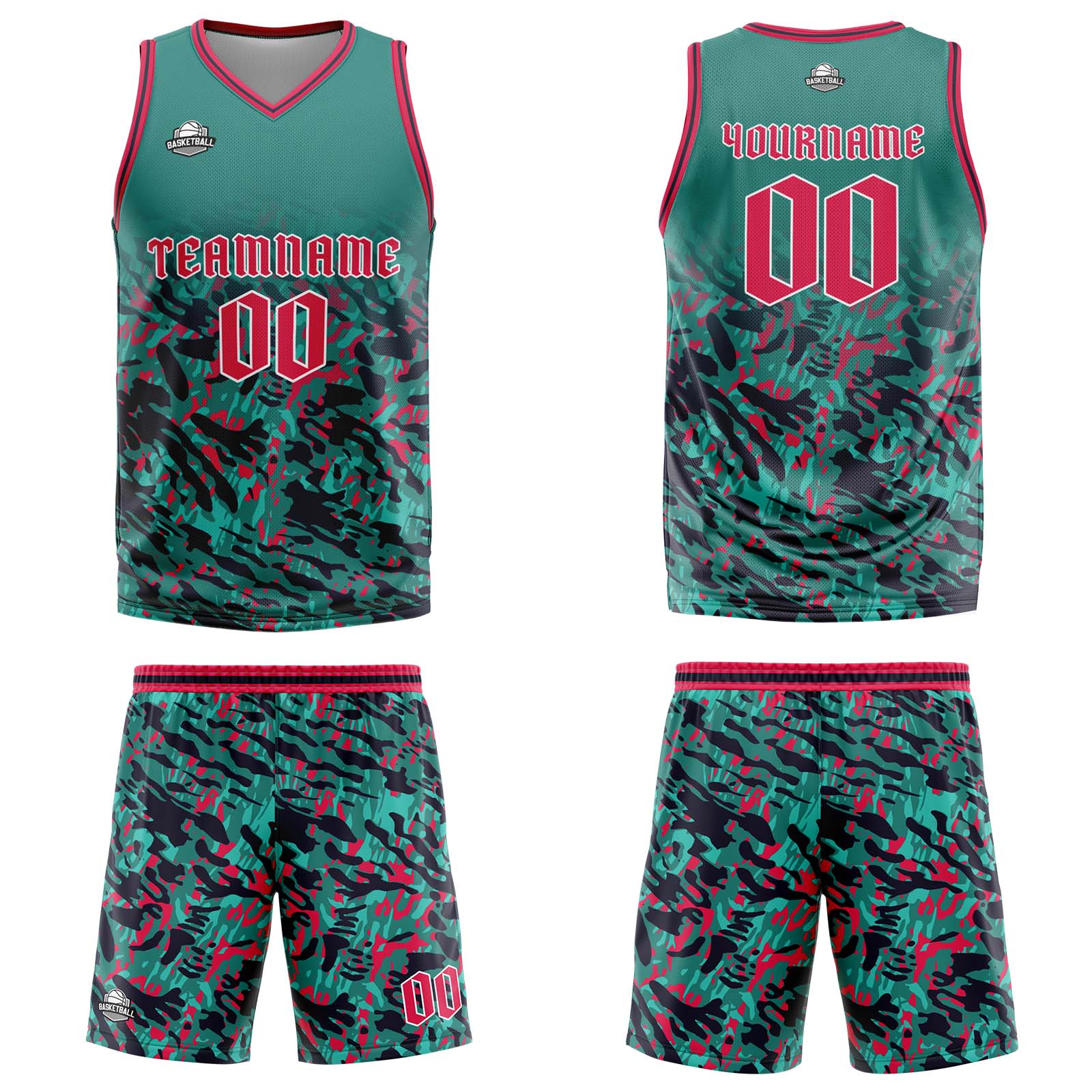 Custom Green Red Basketball Jersey Uniform Suit Printed Your Logo Name Number
