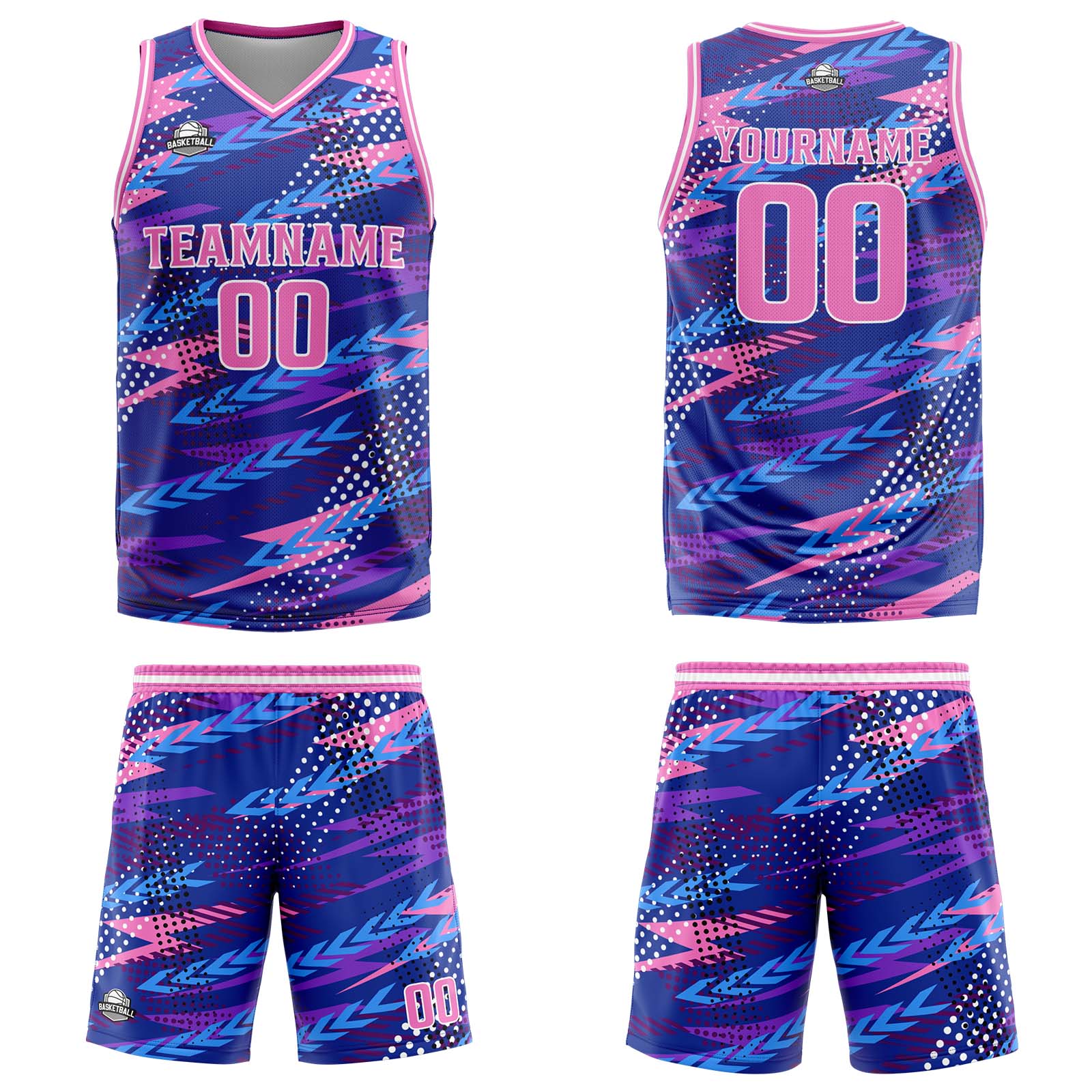 Custom Pink Purple Basketball Jersey Uniform Suit Printed Your Logo Name Number