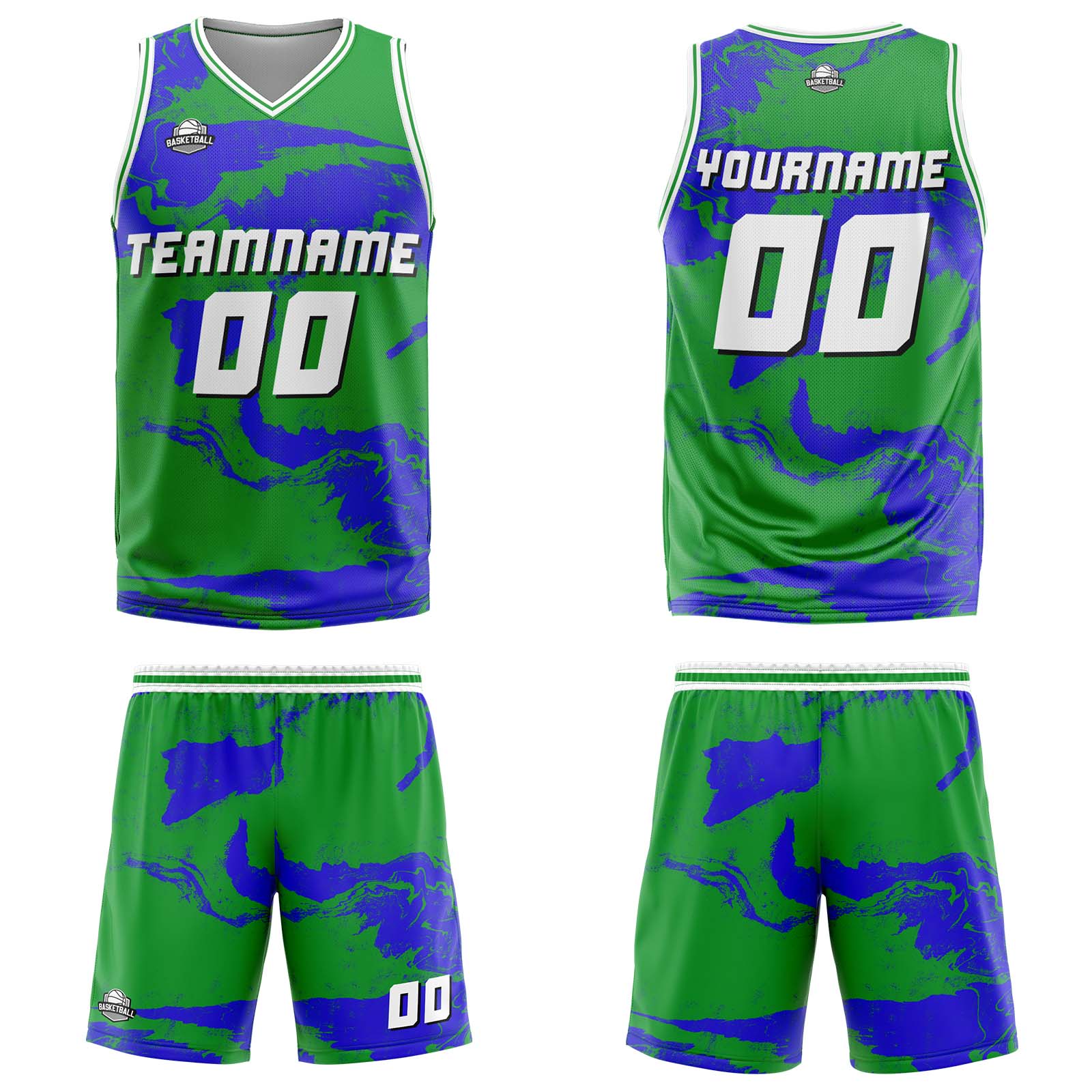 Custom Tie-dye Green Blue Basketball Jersey Uniform Suit Printed Your Logo Name Number