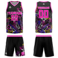 Custom Damaged geometry Pink Basketball Jersey Uniform Suit Printed Your Logo Name Number