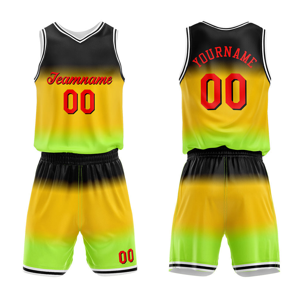 Custom Basketball Jersey Uniform Suit Printed Your Logo Name Number Gradient-Yellow