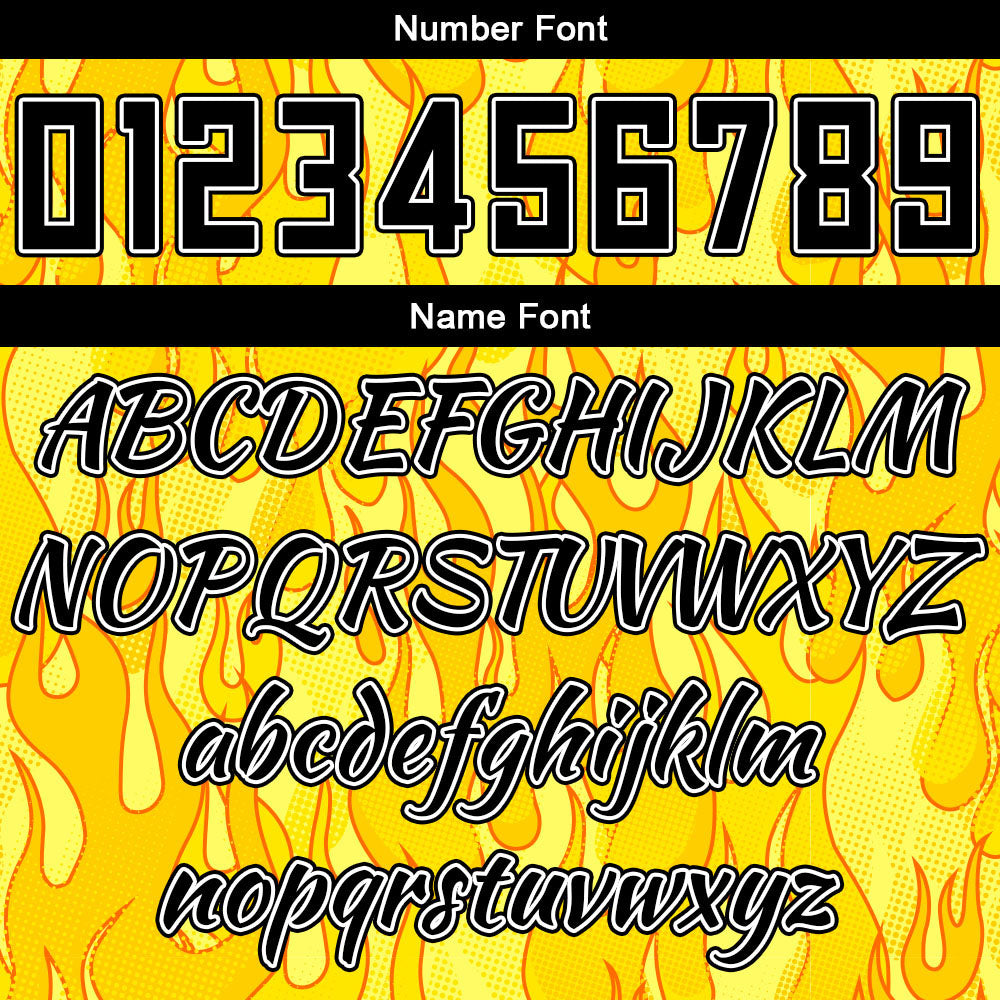 Custom Basketball Jersey Uniform Suit Printed Your Logo Name Number Flame&Yellow
