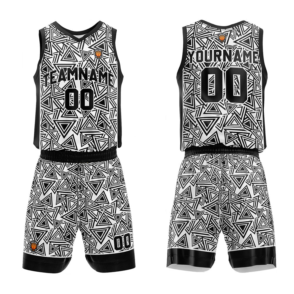 Custom Basketball Jersey Uniform Suit Printed Your Logo Name Number White-Black