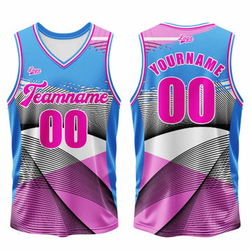 Custom Blue Pink Basketball Jersey Uniform Suit Printed Your Logo Name Number