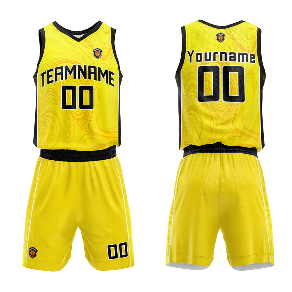 Custom Basketball Jersey Uniform Suit Printed Your Logo Name Number Yellow