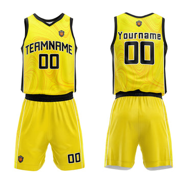 Custom Basketball Jersey Uniform Suit Printed Your Logo Name Number Yellow