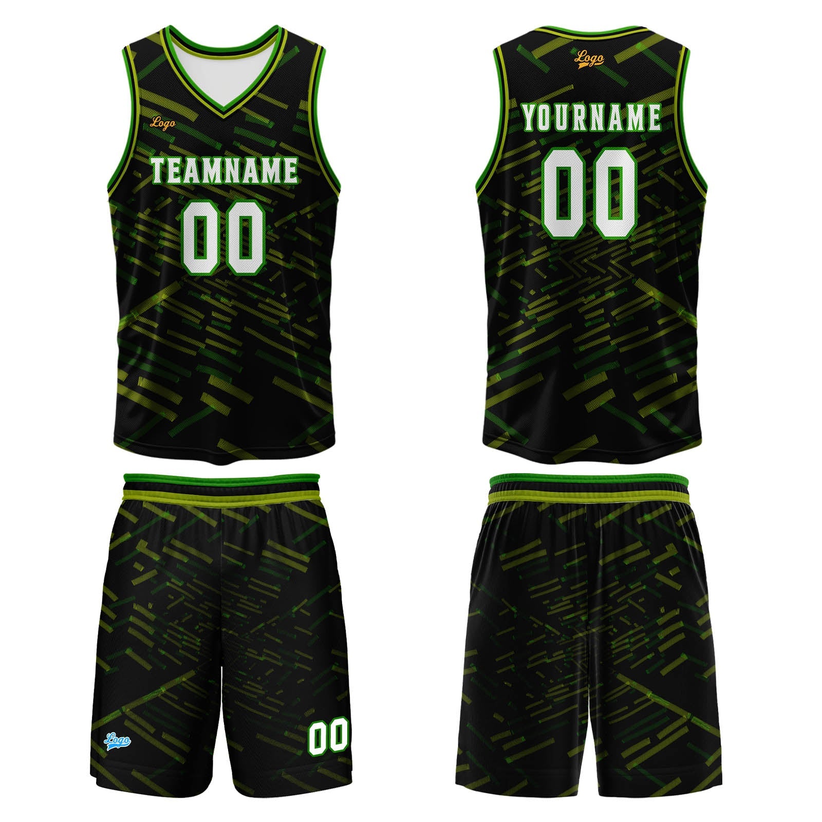 Custom Black Green Basketball Jersey Uniform Suit Printed Your Logo Name Number