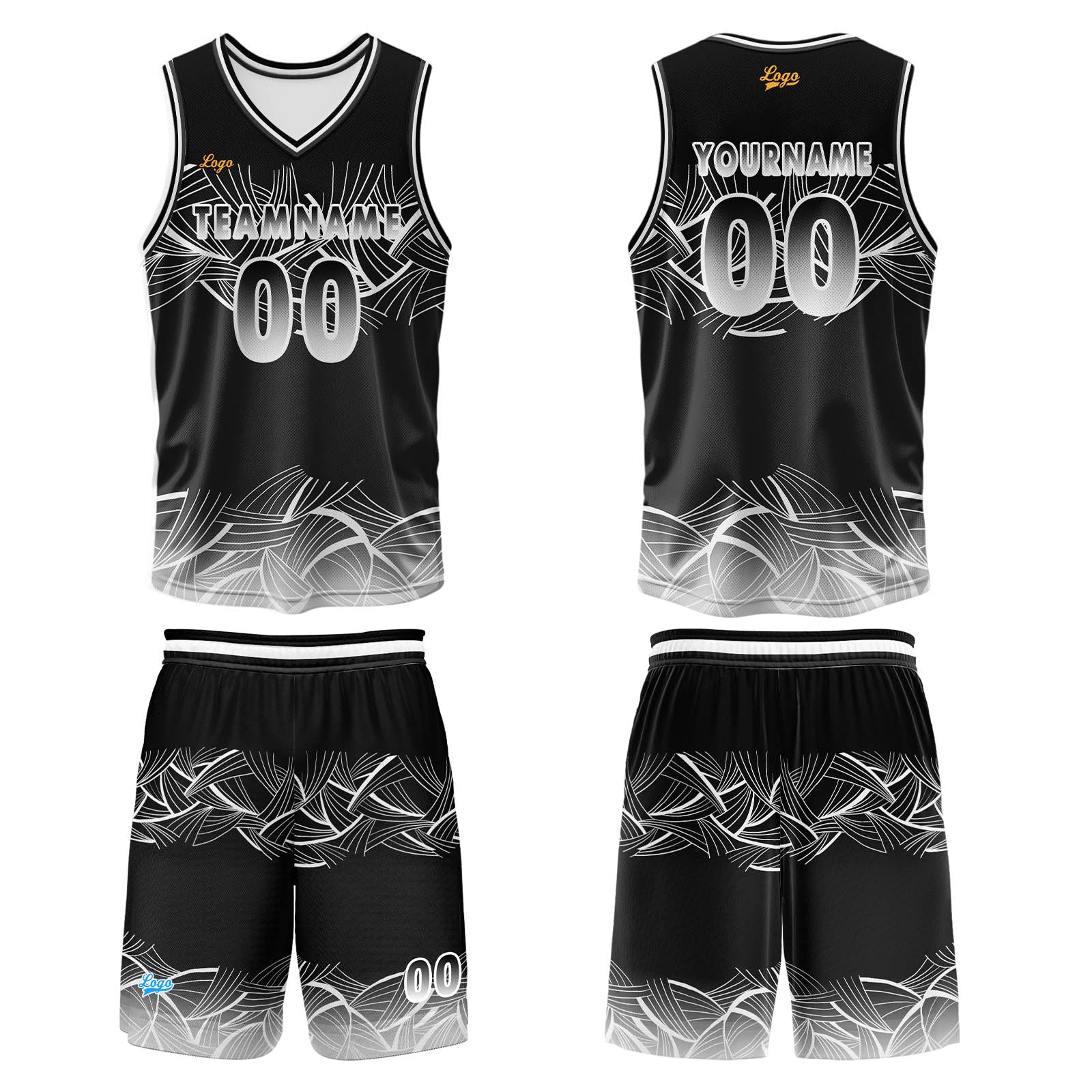 Custom Black White Basketball Jersey Uniform Suit Printed Your Logo Name Number