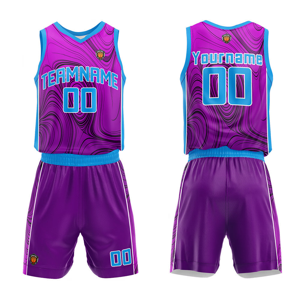 Custom Basketball Jersey Uniform Suit Printed Your Logo Name Number Purple