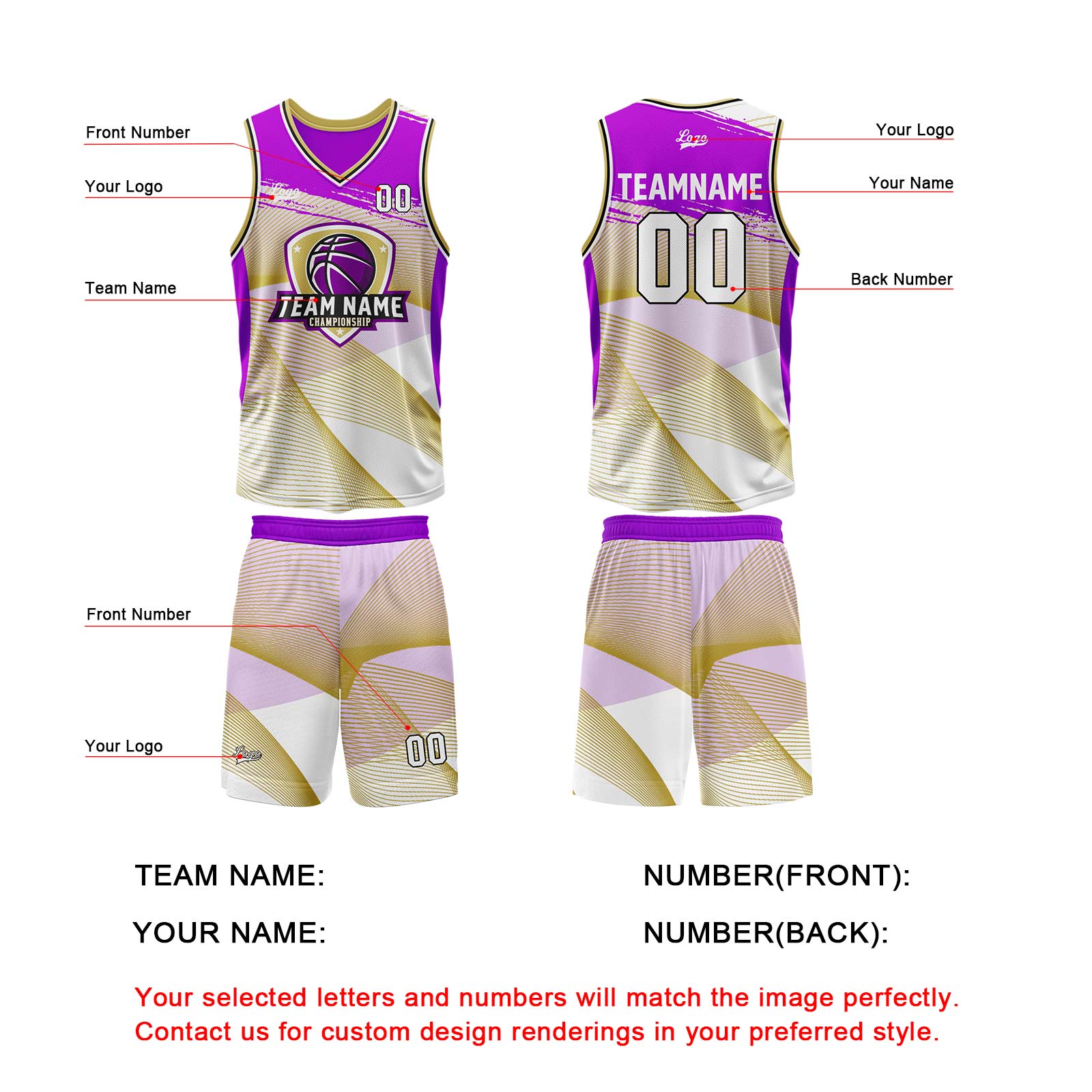 Custom Purple Basketball Jersey Uniform Suit Printed Your Logo Name Number