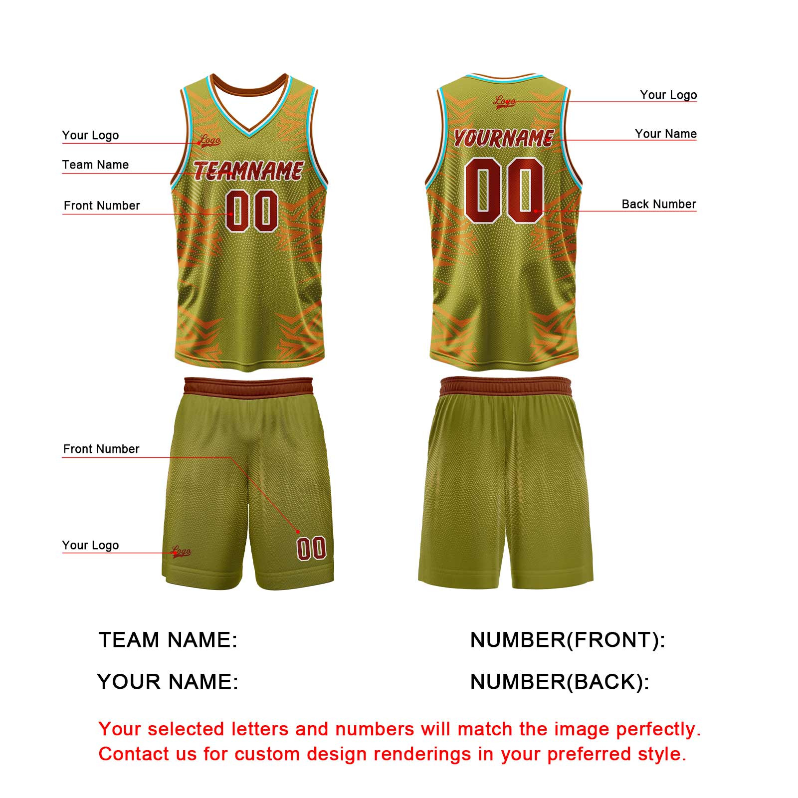 Custom Army Green Basketball Jersey Uniform Suit Printed Your Logo Name Number