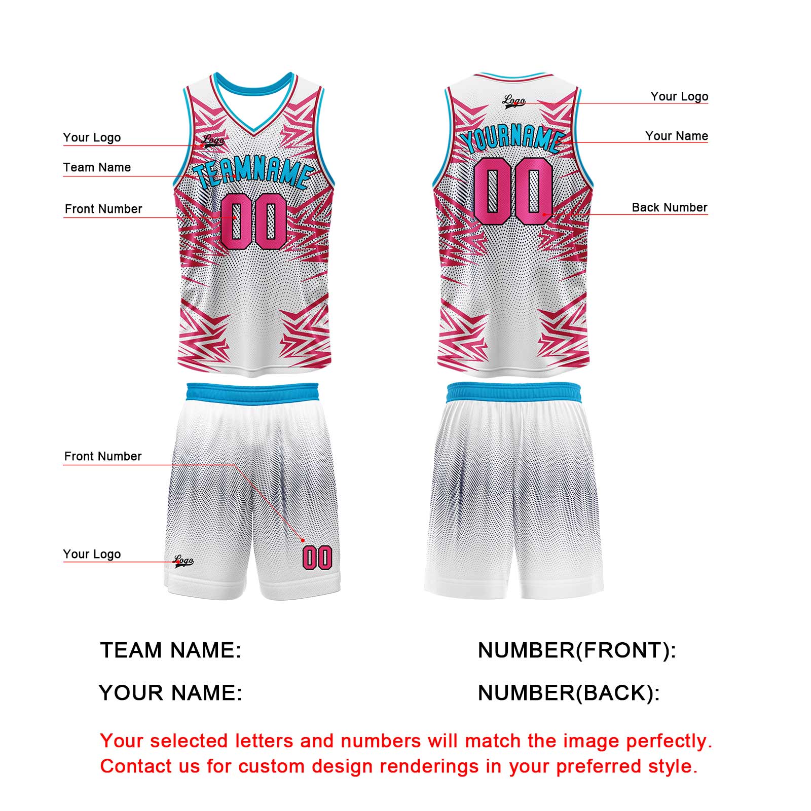 Custom White Pink Basketball Jersey Uniform Suit Printed Your Logo Name Number