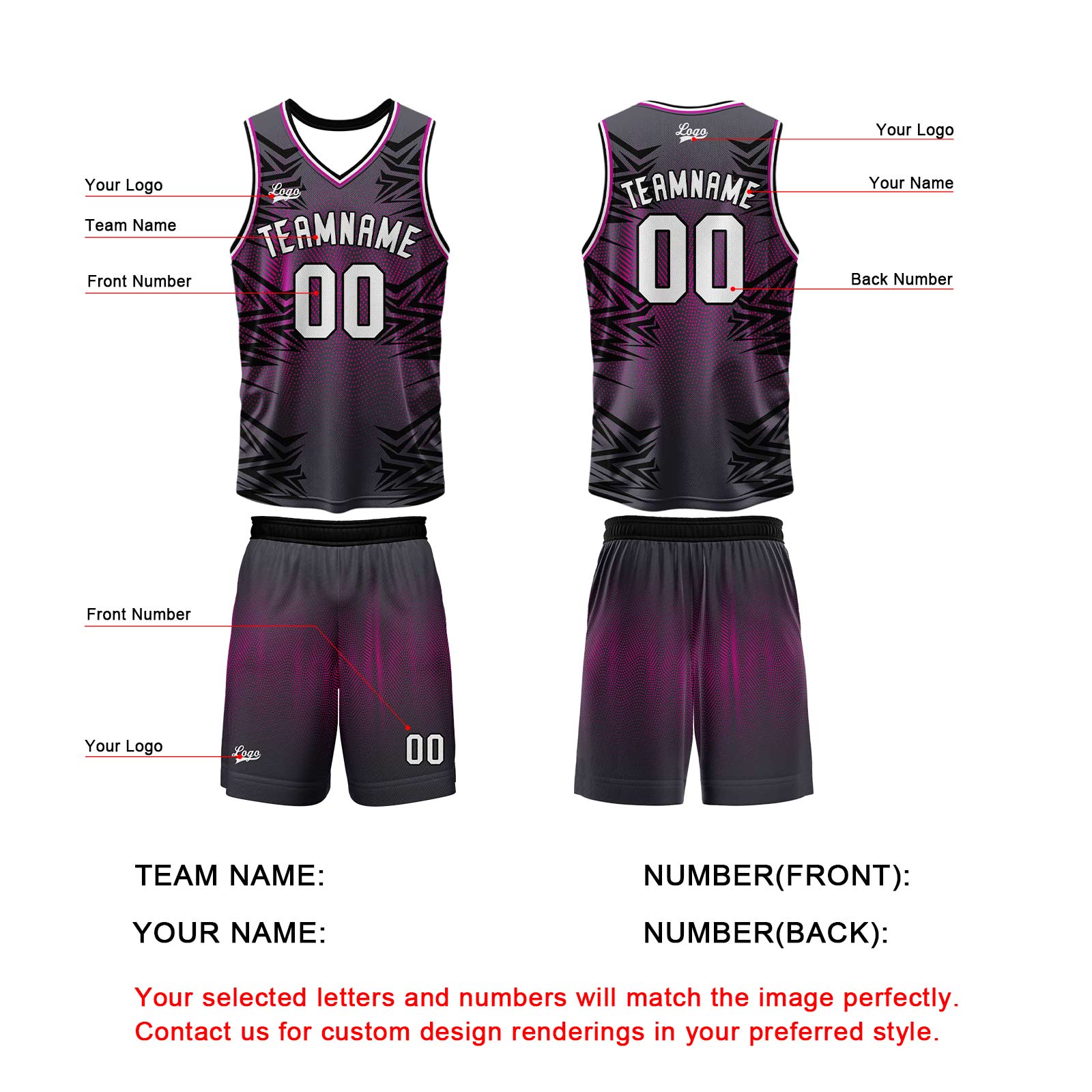 Custom Gray Black Basketball Jersey Uniform Suit Printed Your Logo Name Number