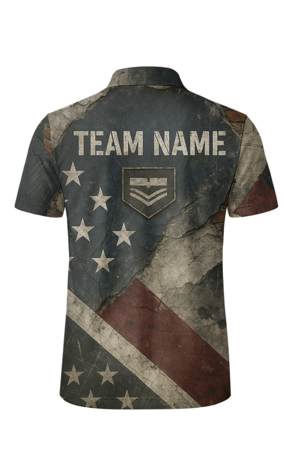 Distressed Vintage Flag Pattern Bowling Jersey
