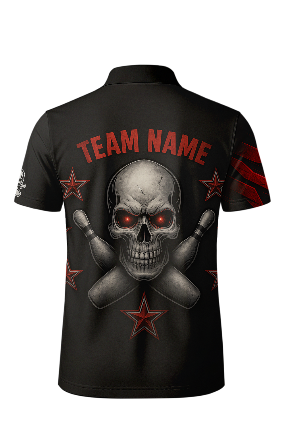 Edgy Skull Outline Abstract Red Bowling Jersey