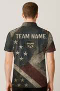 Distressed Vintage Flag Pattern Bowling Jersey