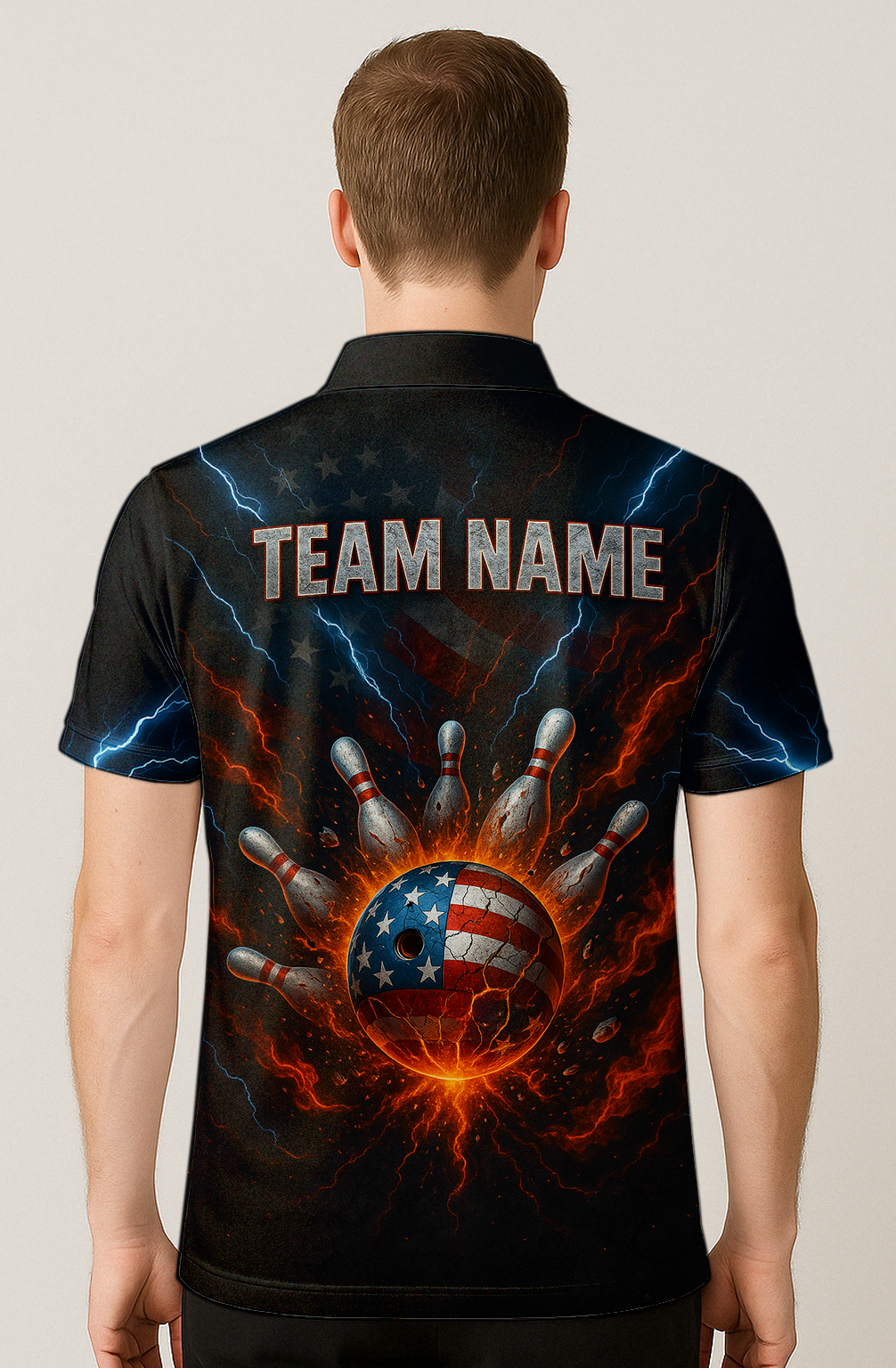 Patriotic Lightning Explosion Strike Bowling Jersey