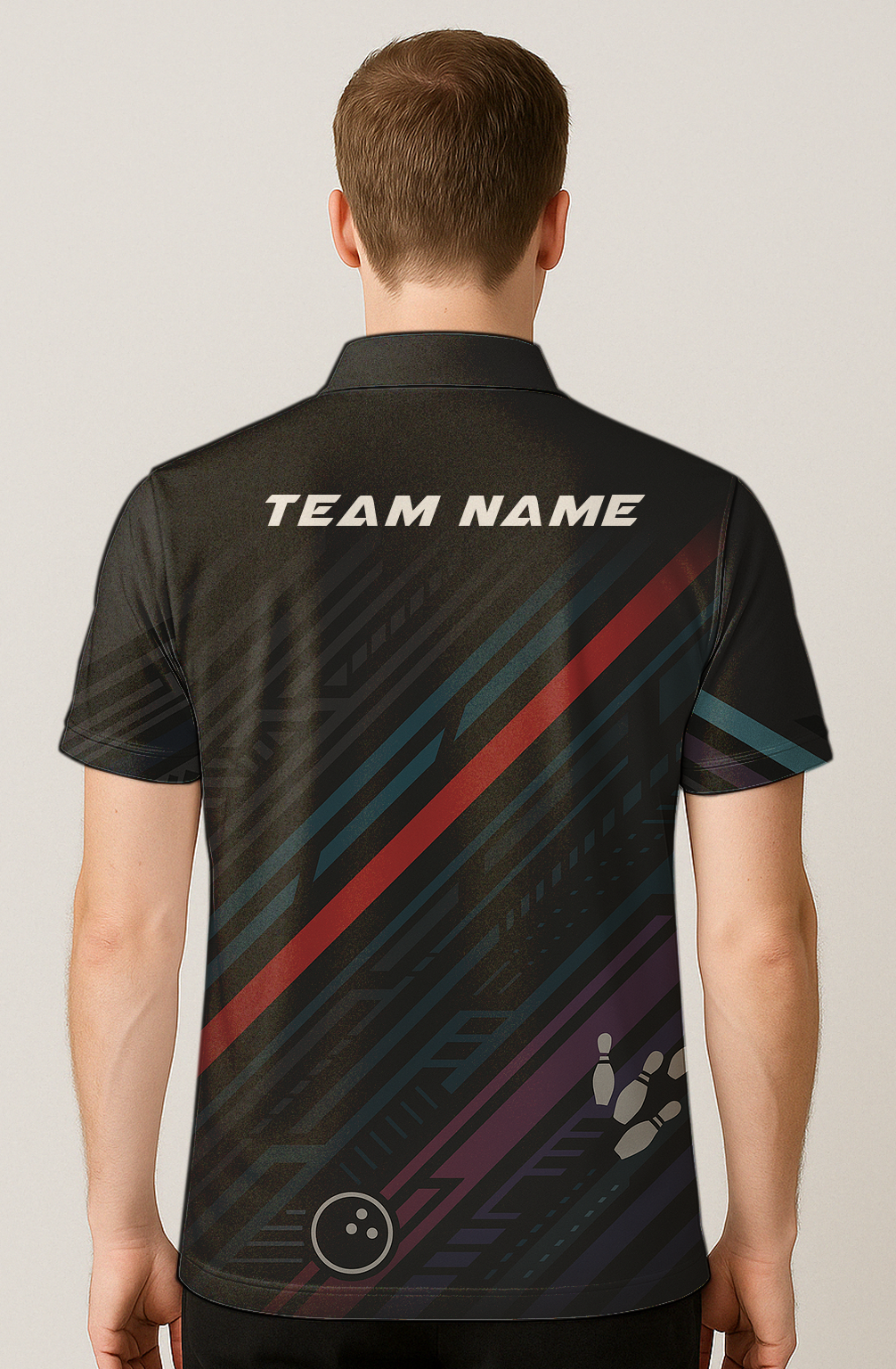 Modern Geometric Angular Stripes Bowling Jersey