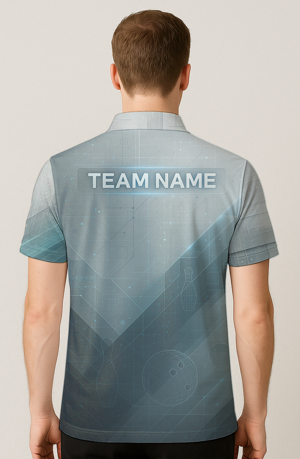 Futuristic Digital Grid Glow Bowling Jersey