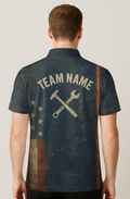 Vintage Industrial Distressed Mechanic Label Bowling Jersey