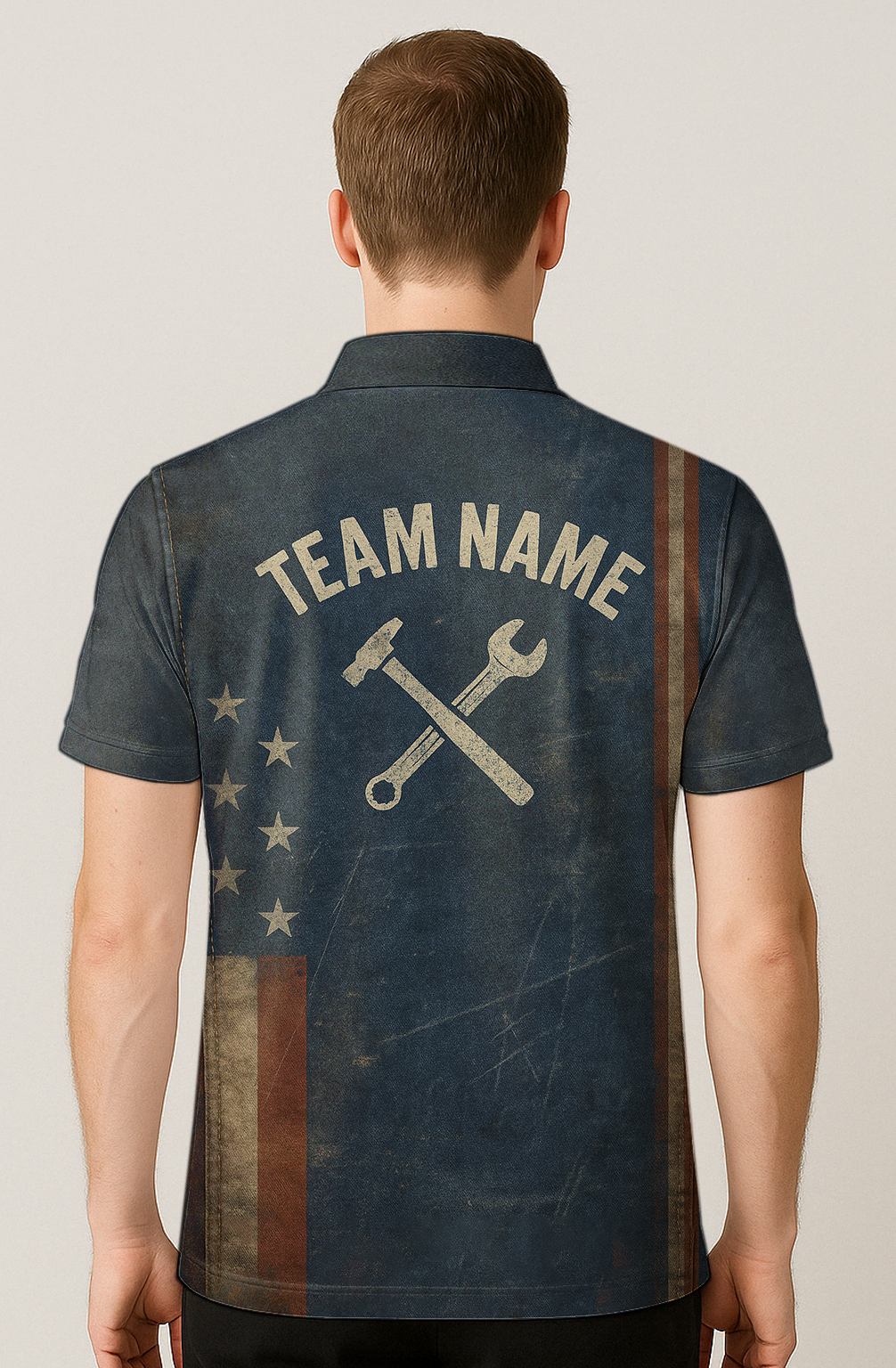 Vintage Industrial Distressed Mechanic Label Bowling Jersey