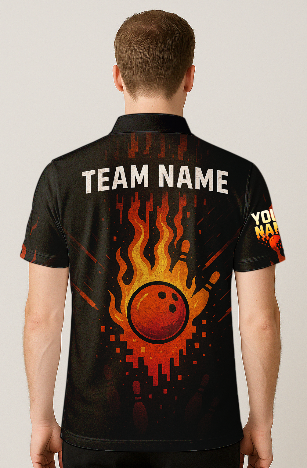 Fiery Flames Pixel Energy Bowling Jersey