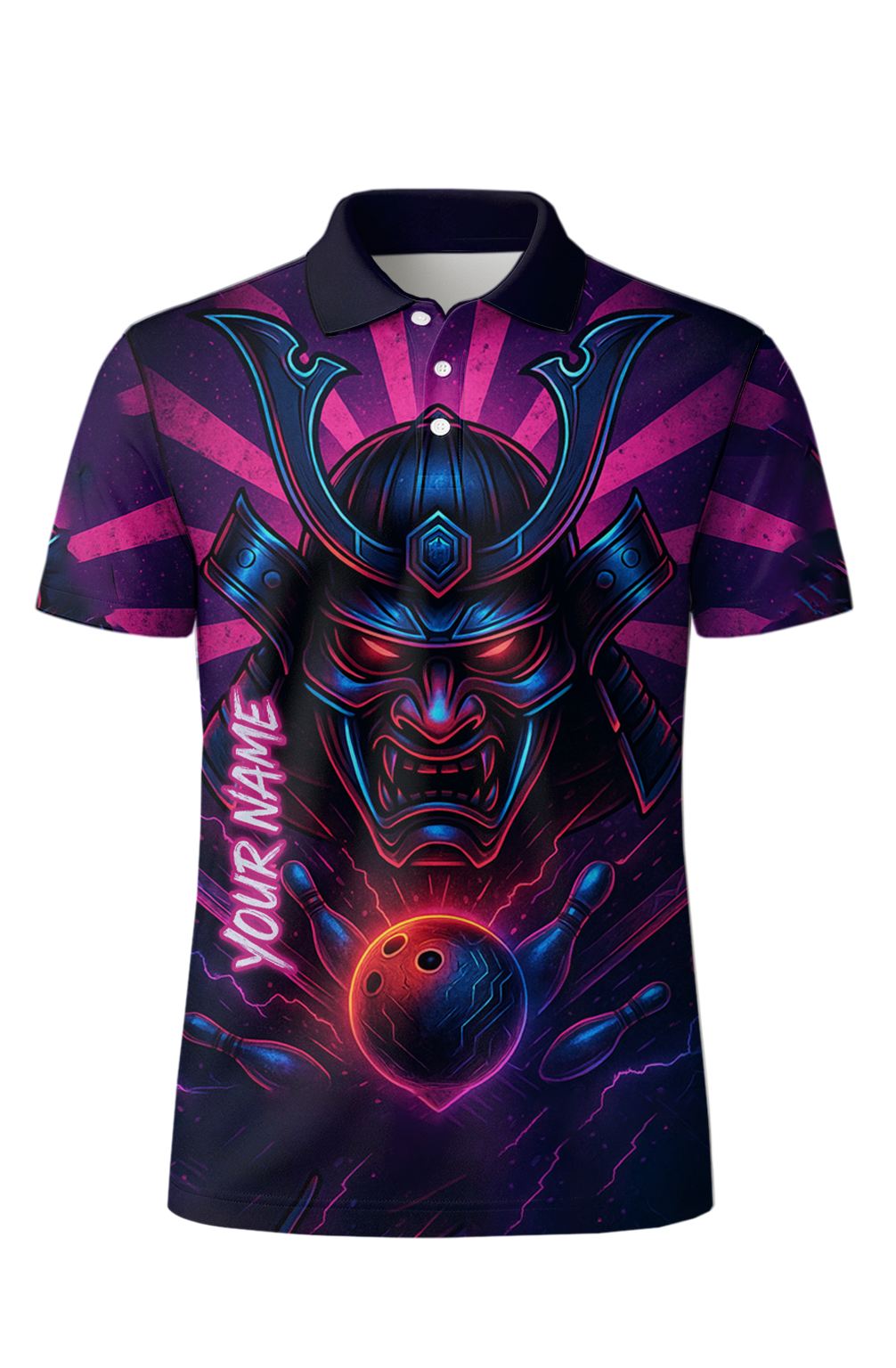 Neon Cyber Samurai Strike Bowling Jersey