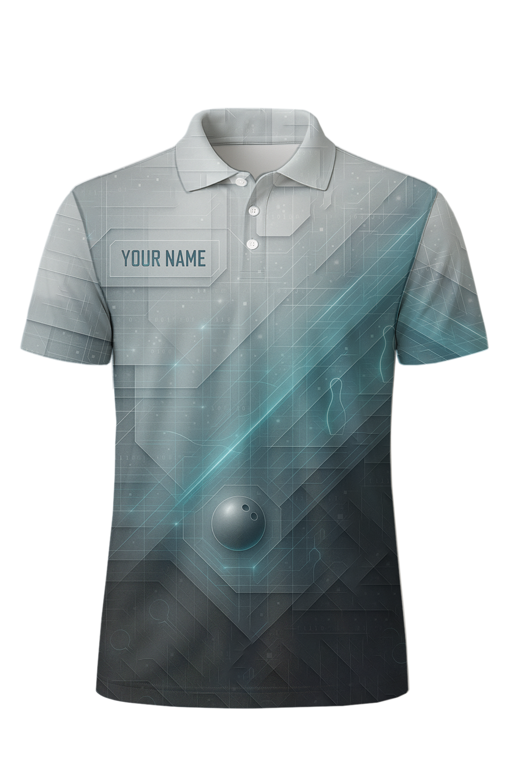Futuristic Digital Grid Glow Bowling Jersey