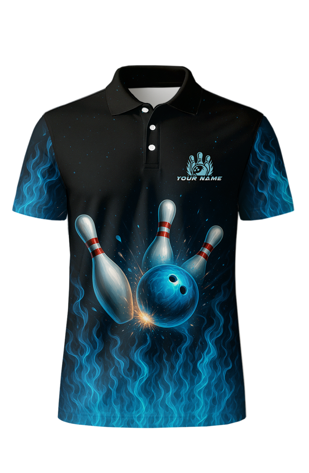 Intense Blue Flame Strike Bowling Jersey
