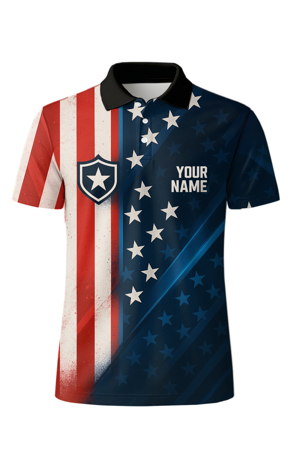 Patriotic Stars Stripes Shield Valor Bowling Jersey