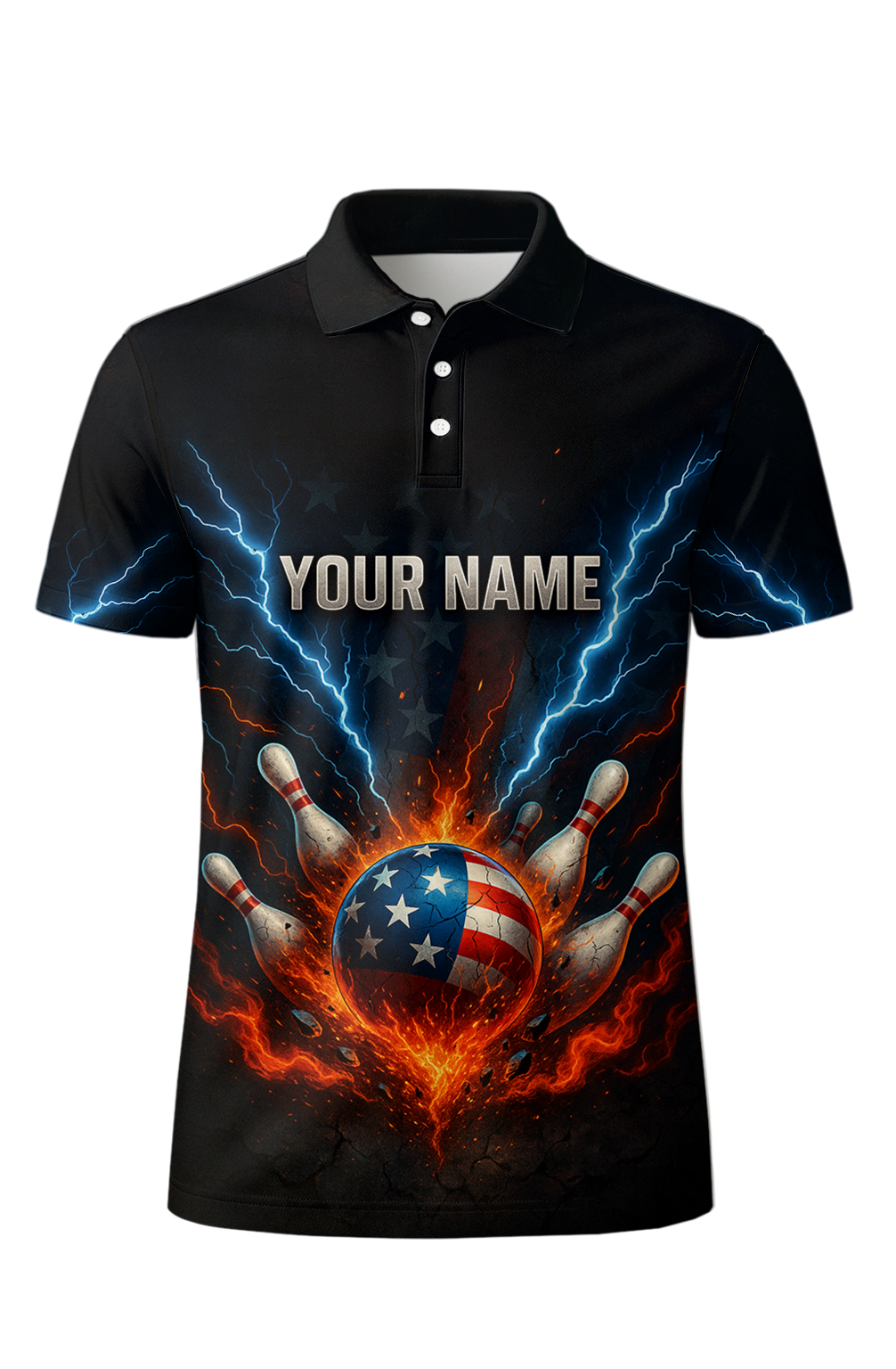 Patriotic Lightning Explosion Strike Bowling Jersey
