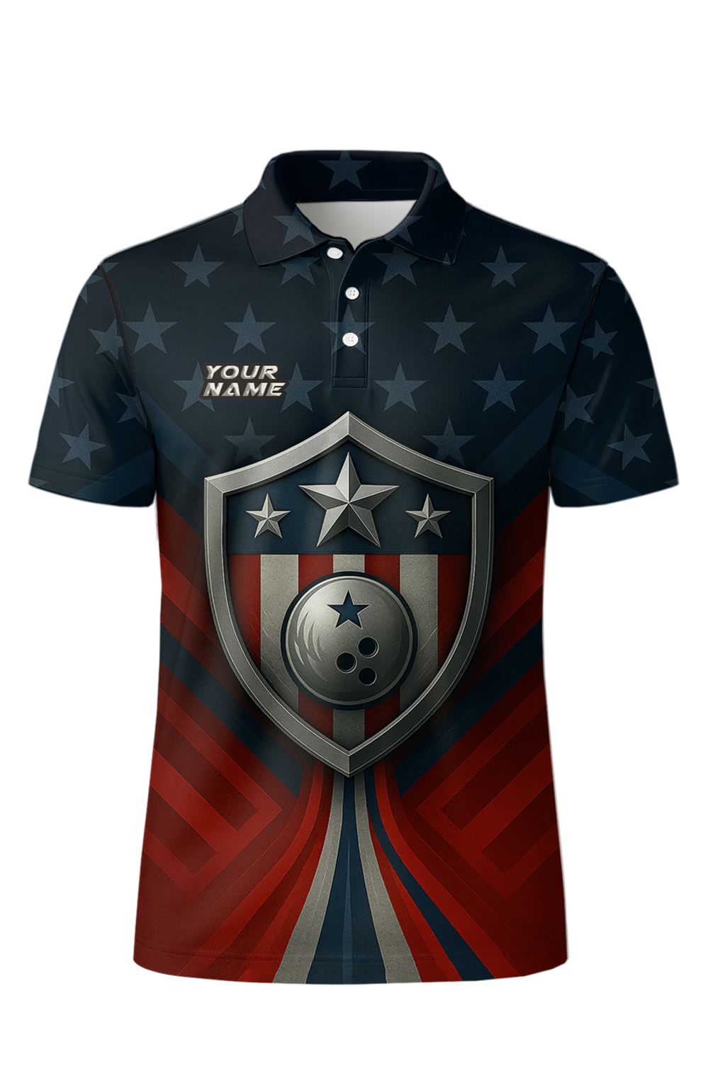 American Flag Shield Emblem Bowling Jersey