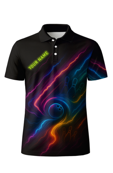 Energetic Neon Vortex Swirl Bowling Jersey