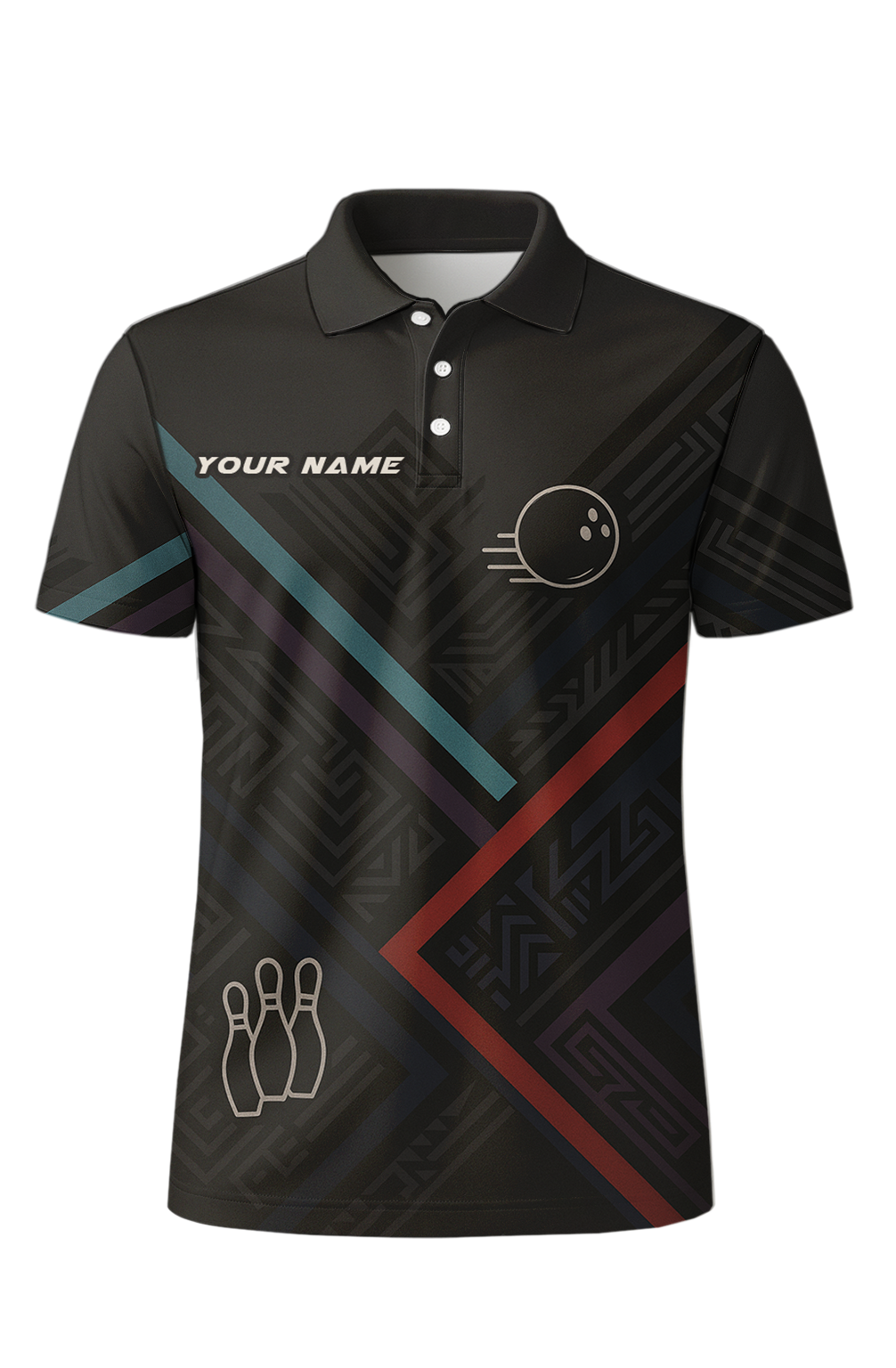 Modern Geometric Angular Stripes Bowling Jersey
