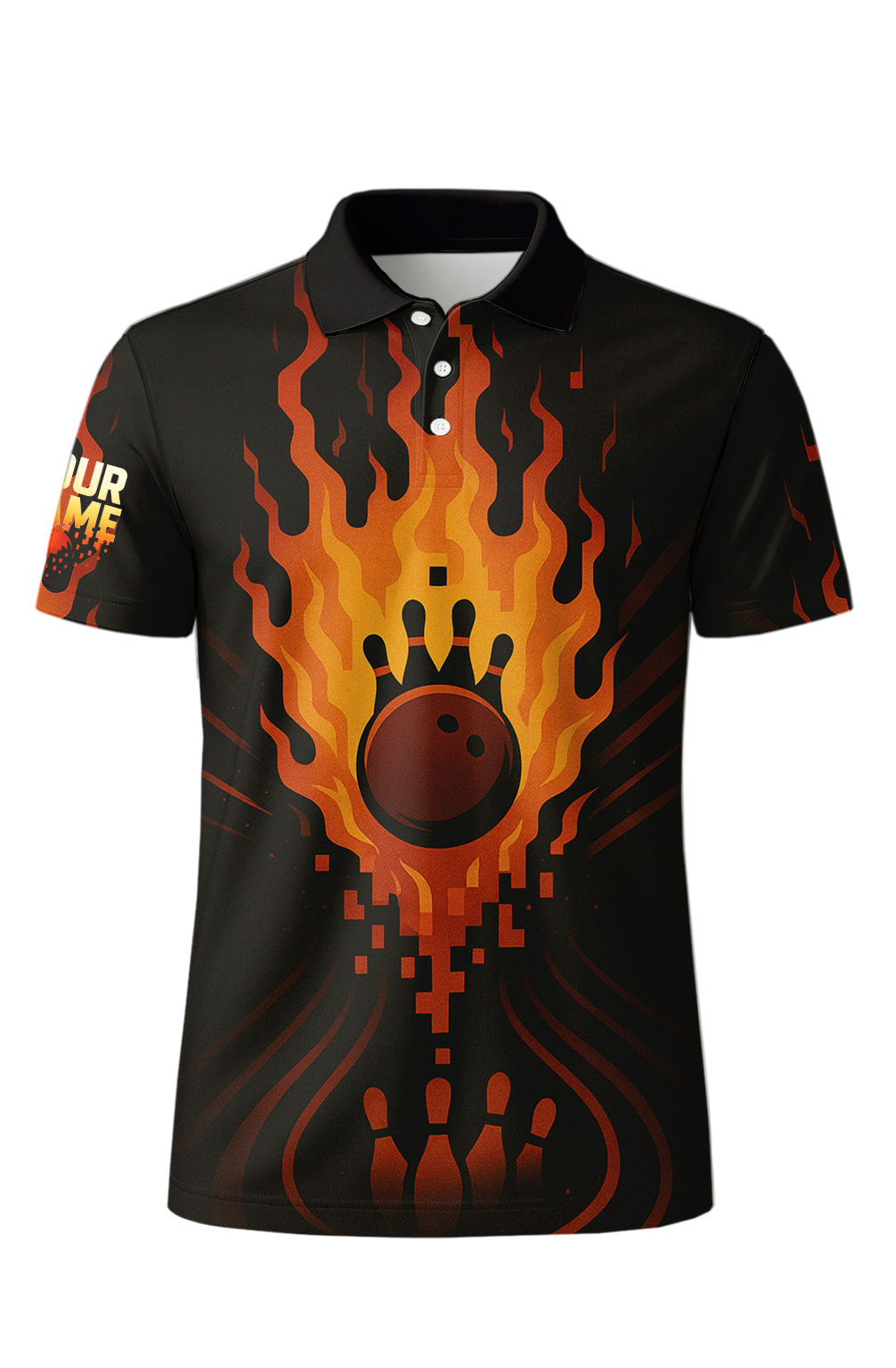 Fiery Flames Pixel Energy Bowling Jersey