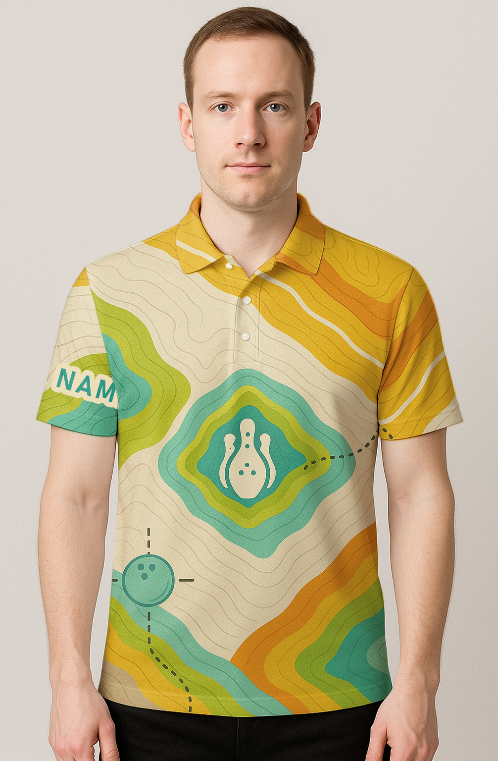 Vintage Contour Map Trail Bowling Jersey
