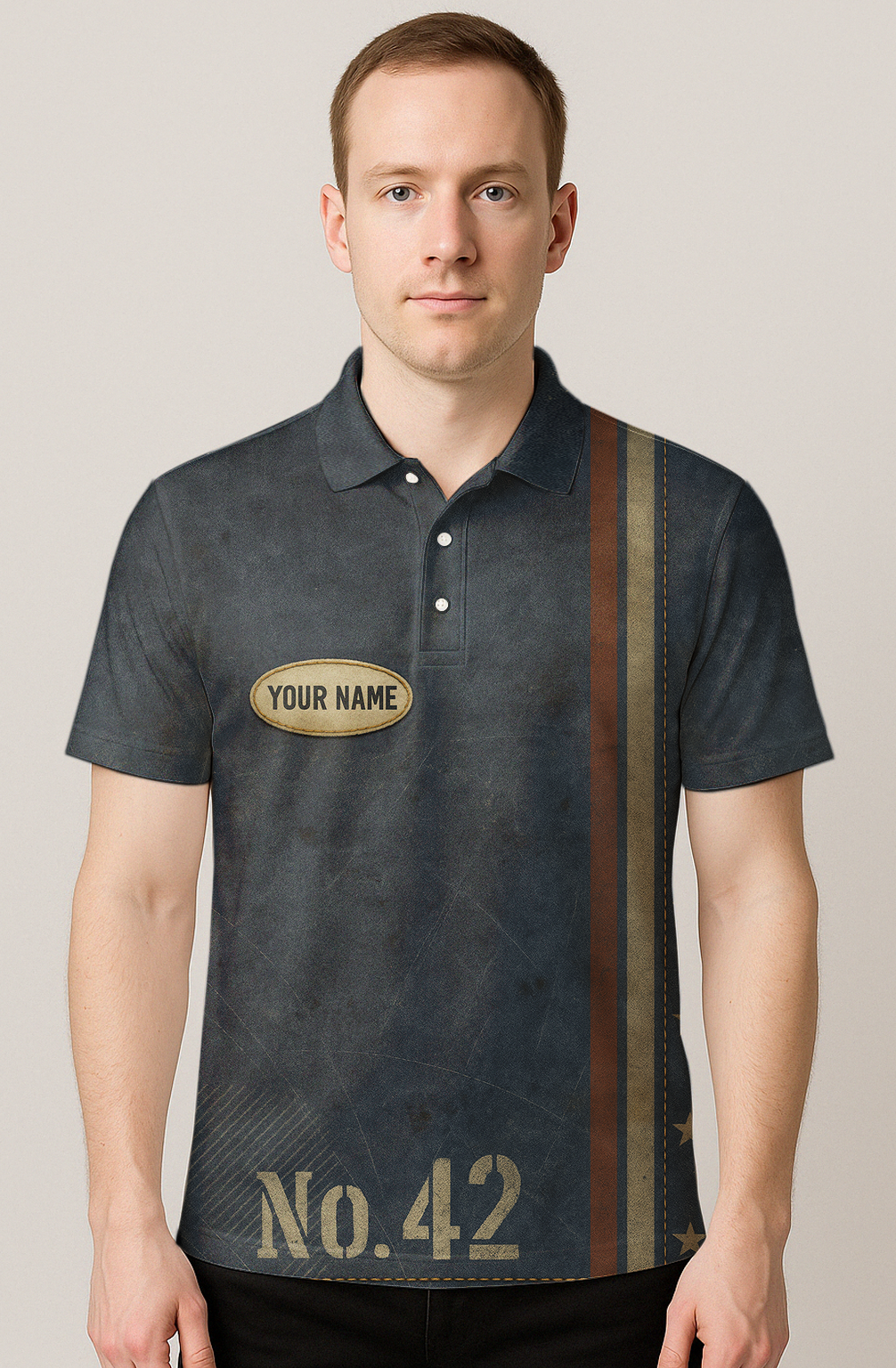 Vintage Industrial Distressed Mechanic Label Bowling Jersey
