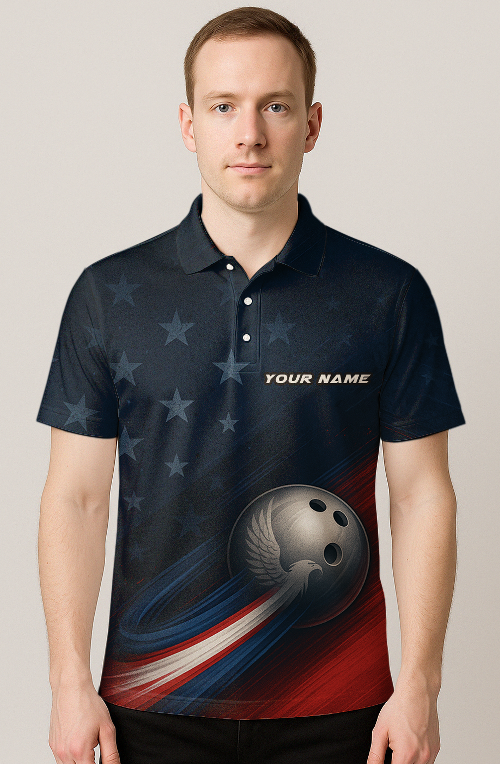 Stars Stripes Patriotic Eagle Bowling Jersey